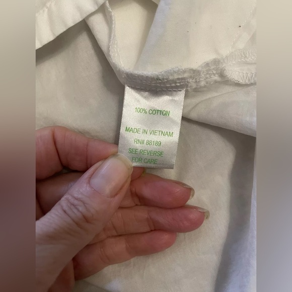 Lilly Pulitzer XS Blouse Shirt White Button Front 3/4 Sleeve Pockets extra small - Picture 3 of 5